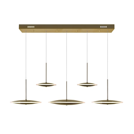 Led IslandPool Table Chandelier With Brass Finish